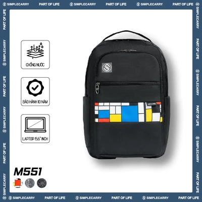 Balo Đi Học Đi Làm SimpleCarry M551 Nam Nữ, Siêu Nhẹ, Đựng Vừa Laptop 15.6 Inch, Ngăn Bí Mật, Họa Tiết Monopoly