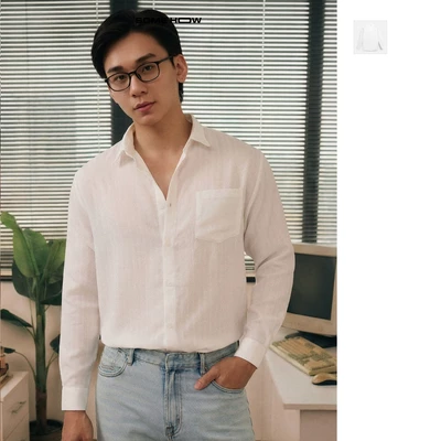 [N] Áo Sơ Mi Relaxed Intrecciato Pattern, Chất Liệu Dệt Blended Cao Cấp Thoáng Mát Tinh Tế, SM0202 SOME HOW STORE