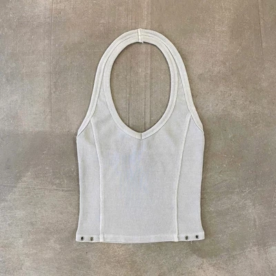 Áo Yếm Nữ GREY RIBBED CROP HALTER TOP