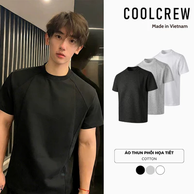 Áo Thun Phối Họa Tiết 𝐂𝐎𝐎𝐋𝐂𝐑𝐄𝐖 Form Rộng Tay Ngắn Cotton Dày Dặn Phong Cách Hàn Quốc Unisex ATN097