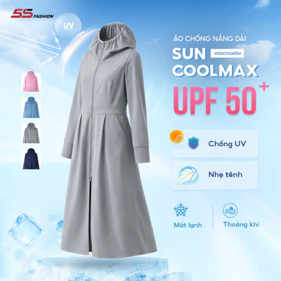 Áo Khoác Chống Nắng Chống Nắng Nữ Dáng Dài 5S FASHION SUN-COOL Chống Nắng Tối Ưu, Nhẹ Mát W0ACN26004