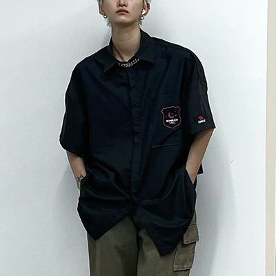 Áo sơ mi Unisex Zune.zx, tay ngắn basic trắng đen, School Shirt