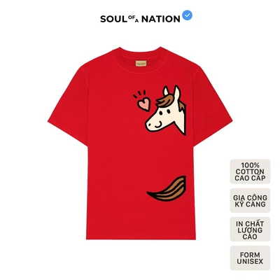 Áo thun unisex NGỰA CUTE in CAO CẤP form basic 100% cotton vải dày, không xù lông SOUL OF A NATION