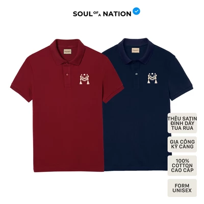 Áo Polo Nam/Nữ Unisex có cổ Basic THÊU KIM LÂN CÁT TƯỜNG vải cá sấu Pique Cotton, sang trọng - SOUL OF A NATION