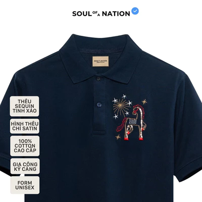 Áo Polo Unisex Nam/Nữ THÊU BÍNH NGỌ PHỒN HOA vải cá sấu Pique Cotton chỉn chu, sang trọng - SOUL OF A NATION