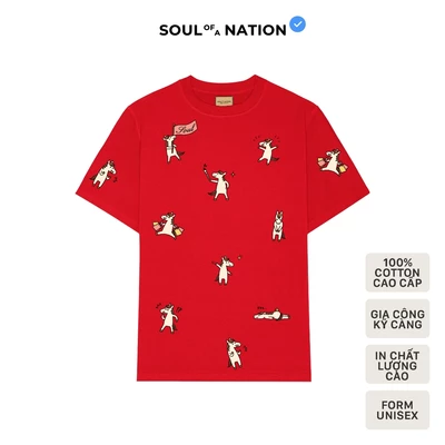 Áo thun unisex NGỰA PATTERN in CAO CẤP form basic 100% cotton vải dày, không xù lông SOUL OF A NATION