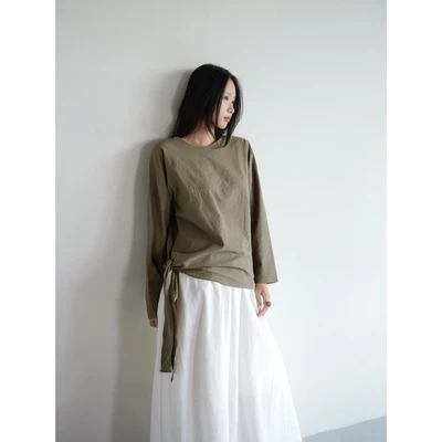 Áo tay dài cotton hàn cột dây hông 𝐒𝐎𝐌𝐒 | 𝐎𝐦𝐛𝐫𝐚 𝐓𝐨𝐩
