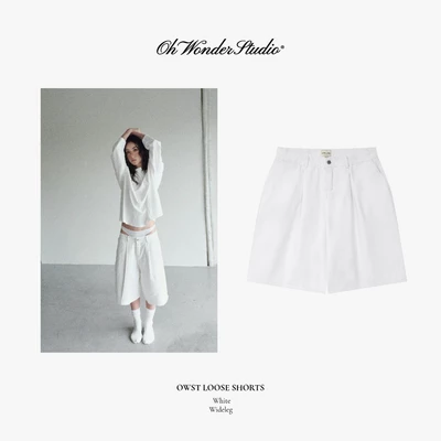 Quần Loose Shorts White Oh Wonder Studio - White Monochrome Collection