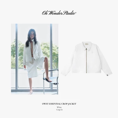 Áo khoác Essential Crop Jacket White - White Monochrome Collection