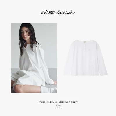 Áo tay dài Henley Longsleeve T-shirt White - White Monochrome Collection