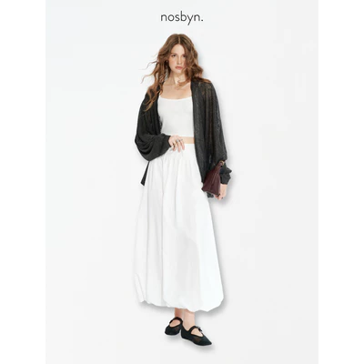 Nosbyn - Áo Cardigan Dài Tay - Sheer Jersey Cardigan