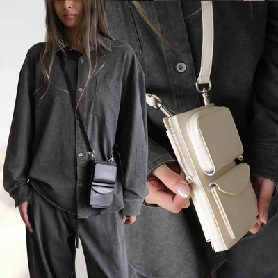 Túi đeo chéo da thật dáng hộp 2 màu Selected Walla Pouch có ngăn đựng thẻ và điện thoại