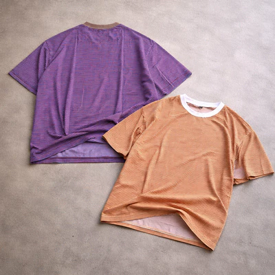 Áo thun stripe tee SỌC NGANG cổ tròn HIGHCLUB unisex - TÍM/VÀNG