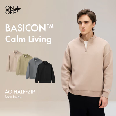 BASICON | Áo nỉ nam phối khóa chất liệu interlock mềm mại, phom relax thoáng, mềm ONOFF - 18TW25W509