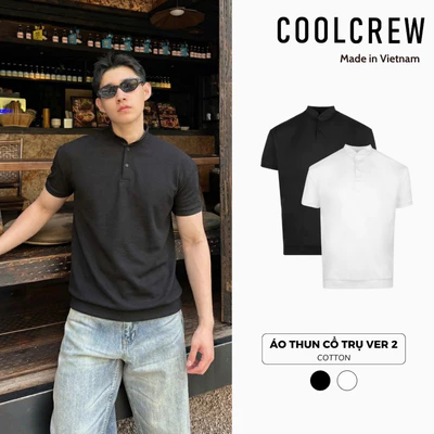 Áo Thun Cổ Trụ Ver 2 COOLCREW Cotton 2 Chiều Unisex Form Basic Menswear Phong Cách Hàn Quốc ATN098