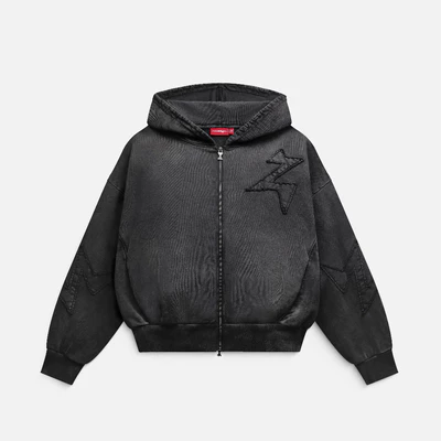 Áo khoác nỉ NEEDS OF WISDOM Patch Hoodie - Washed Black - Local Brand Chính Hãng