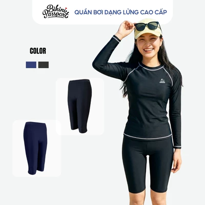 Quần bơi lẻ Nữ BIKINI PASSPORT dáng lửng có logo - màu Đen - BS1014_BL