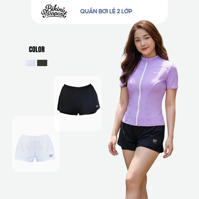 Quần bơi nữ 2 lớp dáng ngắn thể thao cao cấp đi biển - Bikini Passport - BS1015_BL