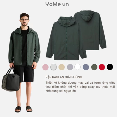 Áo khoác dù trơn một màu, có nón, phom rộng F4 - Non Branded 004 24033 |YaMe|