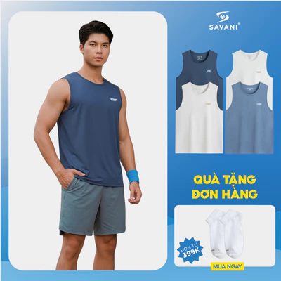 Áo Ba Lỗ Nam SAVANI Cao Cấp, Áo Thể Thao Basic Chất Cotton Mềm Mịn, Thấm Hút Mồ Hôi Tốt MTTA002S6