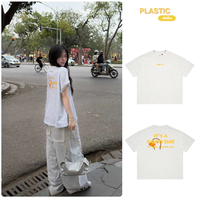 Áo thun oversized boxy, áo thun local "Goodday" 250gsm Cổ Tròn Unisex Nam Nữ Basic