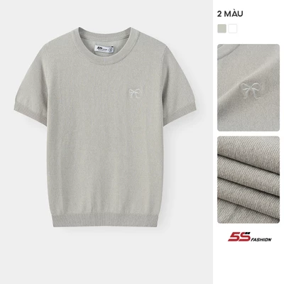 [XẢ HÀNG ĐỢT CUỐI] Áo Len Nữ Cộc Tay 5S FASHION Thêu Nơ Nữ Tính, Phom Dáng Thoải Mái W0ALC26024