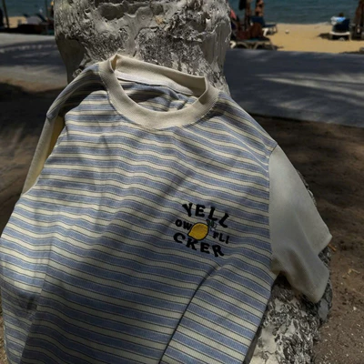 Áo thun tay ngắn YELLOW FLICKER sọc logo lemon unisex ( form slim fit )