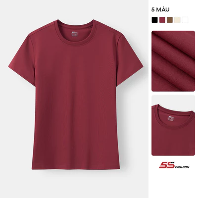 Áo Thun Ngắn Tay Nữ Cotton 5S FASHION Trơn Phom Slimfit Tôn Dáng W0ATS26003