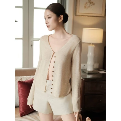 RUBIES Gina Cardigan - Áo Dệt Kim Nữ Tay Dài Cổ Tim V