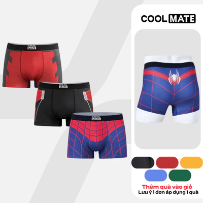 [MUA 3 TẶNG 1]Combo 3 Quần lót nam Trunk Marvel Spiderman, Venom , Hulk, Panther Coolmate