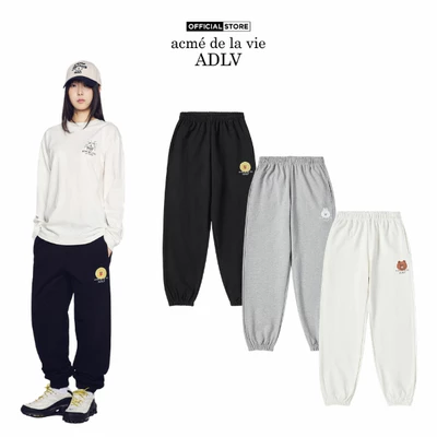 Quần Nỉ ADLV Basic Logo With Line Friends dáng oversized màu Đen/Kem/Muối tiêu - Hàng chính hãng