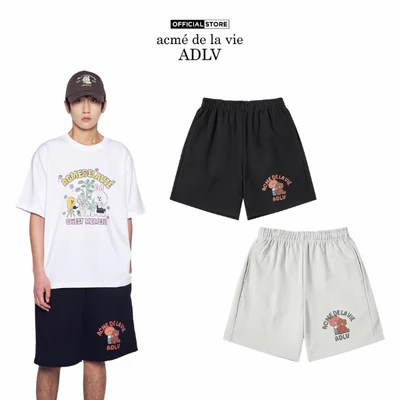 Quần Short ADLV Bear Doll Hug Brown Line Friends dáng oversized màu Đen/Xám nhạt - Hàng chính hãng