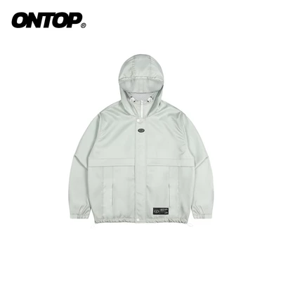 Áo khoác nữ có mũ vải dù 2 lớp ONTOP màu xám có mũ chống nắng Journey Jacket | O-AK7-XT