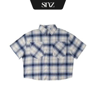 Áo Sơ Mi Oversized SNAZZY Unisex Chất Liệu Kaki Chính Hãng - BLUE STATE SHIRT