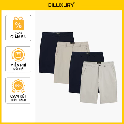 Quần Short Kaki Nam 1QNKB001 Biluxury Co Giãn Đàn Hồi Quần Kaki Ngố Giữ Form