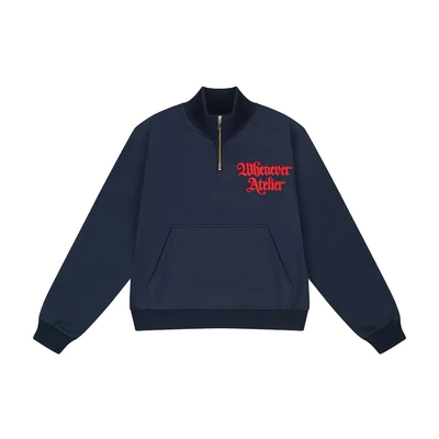 ÁO “WHENEVER” ÁO KHOÁC NỈ LOGO THÊU - LOGO HALF-ZIP SWEATSHIRT / NAVY