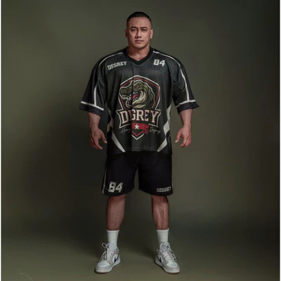 Áo thun thể thao màu xanh    Degrey Jersey Rex 84 cổ tim