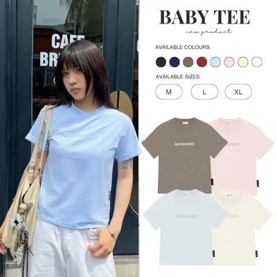 Áo Phông Baby Tee ECOCHIC B120 Chữ Dập Nổi Chất Liệu Thun Mỹ Vừa Vặn Local Brand Chính Hãng