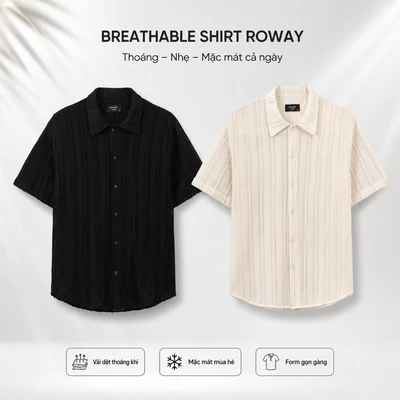 Áo sơ mi nam ROWAY form suông thoáng mát, Cộc tay dệt lưới