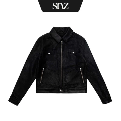 Áo Khoác SNAZZY Unisex Chất Liệu Da Chính Hãng - OIL BLACK TRUCKER