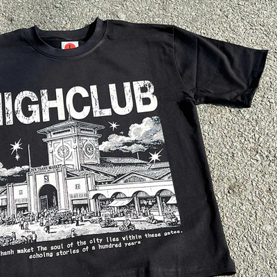 Áo thun BẾN THÀNH MAKET TEE tay lỡ cổ tròn HIGHCLUB unisex - ĐEN/TRẮNG