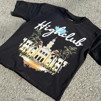 Áo thun Central Saigon TEE  tay lỡ cổ tròn HIGHCLUB unisex - ĐEN