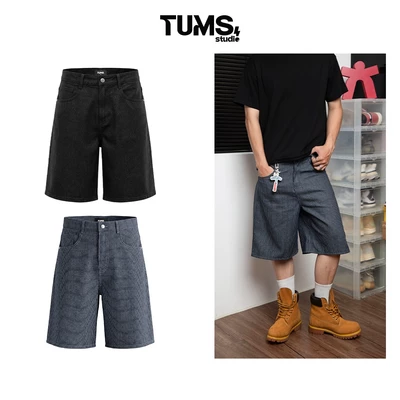 QUẦN DENIM SHORT | TUMS DENIM SHORT ỐNG RỘNG PHOM SUÔNG MẶC HÀNG NGÀY ĐEN/SỌC