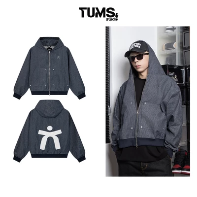 ÁO KHOÁC | TUMS STRIPPED DENIM HOODIE DÂY KÉO 2 ĐẦU VẢI DENIM SỌC