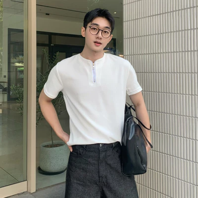 Áo Thun Nam Cổ Khoá Zip  ZUTEE Dáng Clean Fit Tôn Chiều Cao Chất Vải Wafle