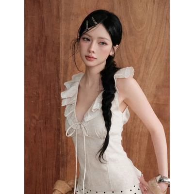 KIDO - Áo kiểu cổ V phối bèo LETTY TOP