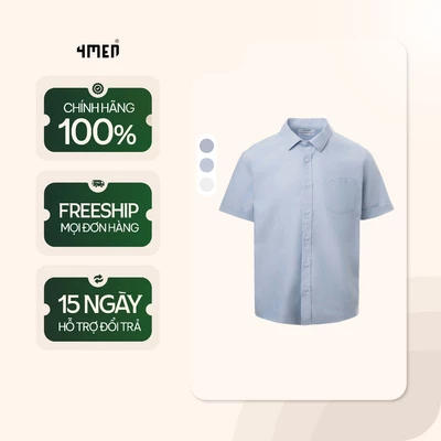 Áo Sơ Mi Tay Ngắn Oxford Thêu 4M Ở Túi Form Regular 4MEN SM191 basic, trẻ trung, công sở