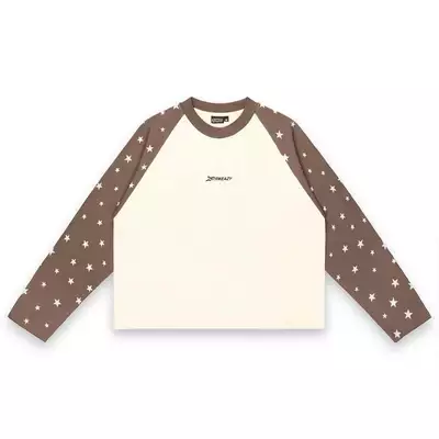 SWE STARFALL BOXY L/S TEE - BROWN/CREAM