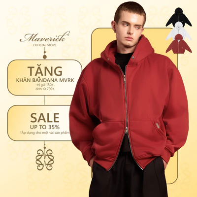 Áo Hoodie Zip MVRK Initial Unisex Boxy 400GSM Chất Nỉ Lông Cáo Dày Dặn Chống Nắng Tốt
