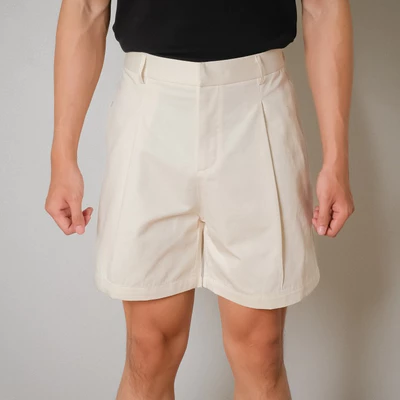 Quần Short Kaki Nam B Brown Form Relaxed Fit Có Xếp Li - Khaki Relaxed Shorts